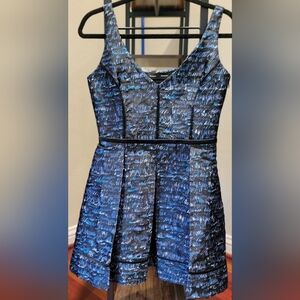 Proenza Schouler Black and Blue Patterned Jacquard Dress